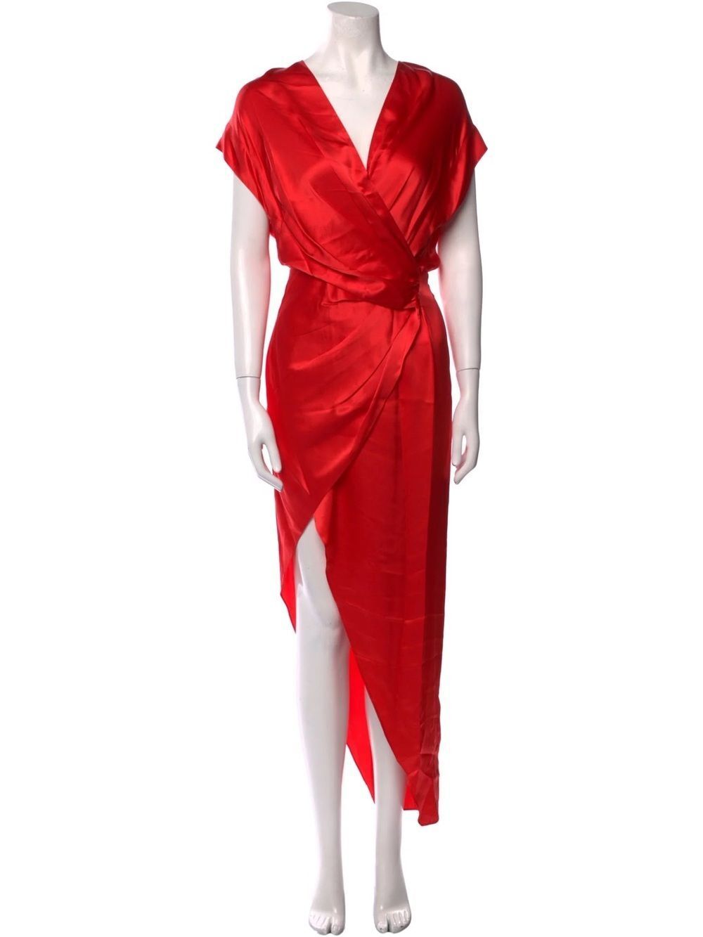 Michelle Mason Wrap Effect Silk Satin Maxi dress Sz 6